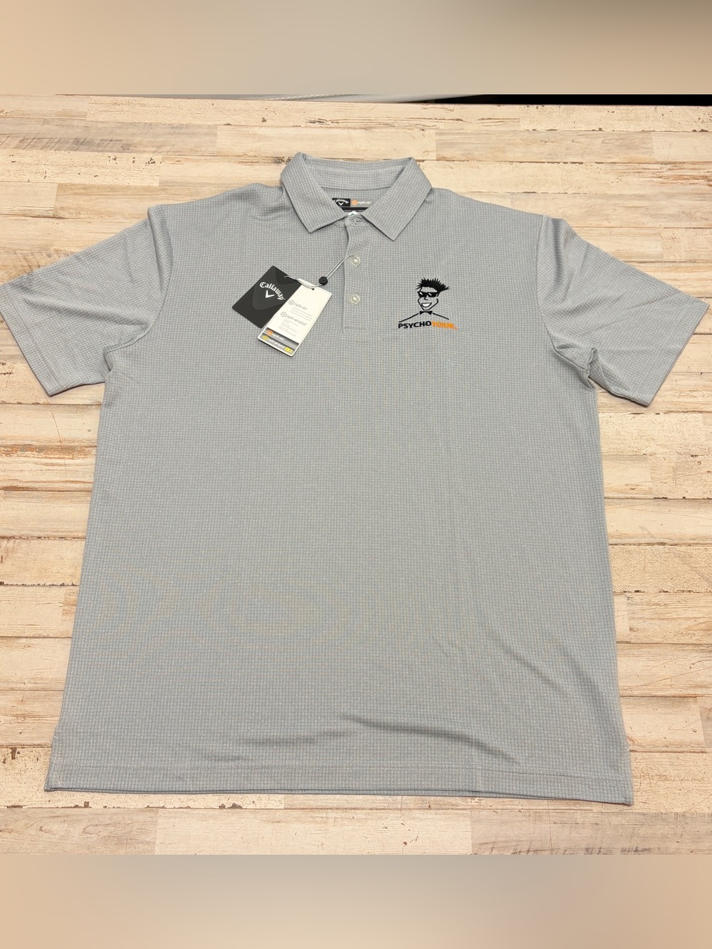Callaway Polo Men’s Large Gray Opti-Dri Performance UPF Tournament Embroidered
